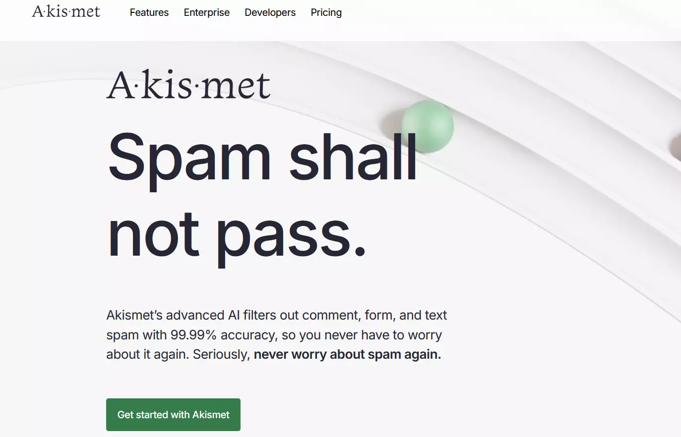 Image: Screenshot of Akismet website