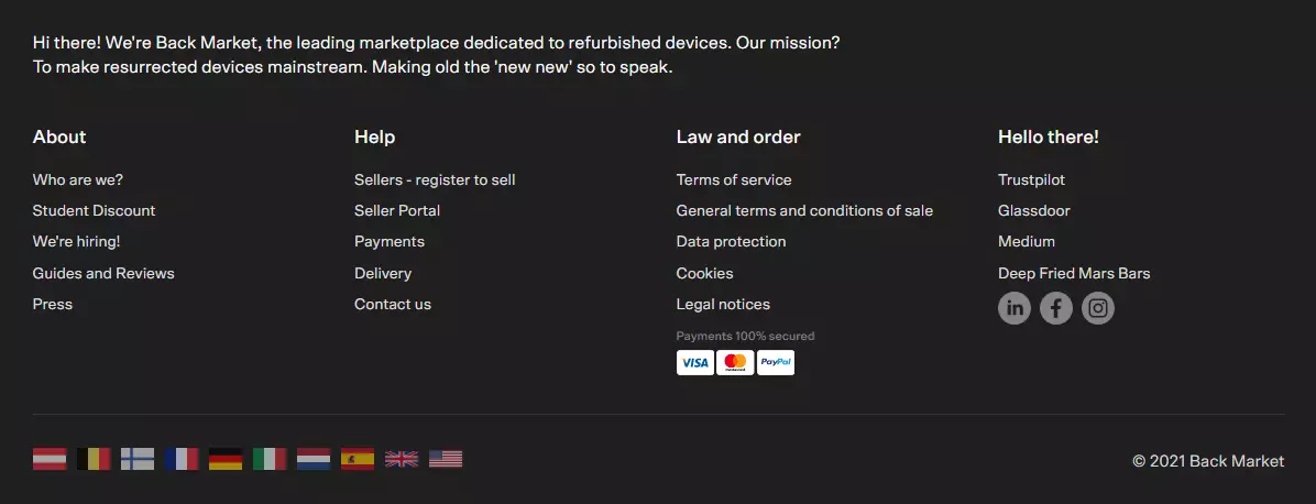 Image: Website footer: Best Practice Backmarket.com