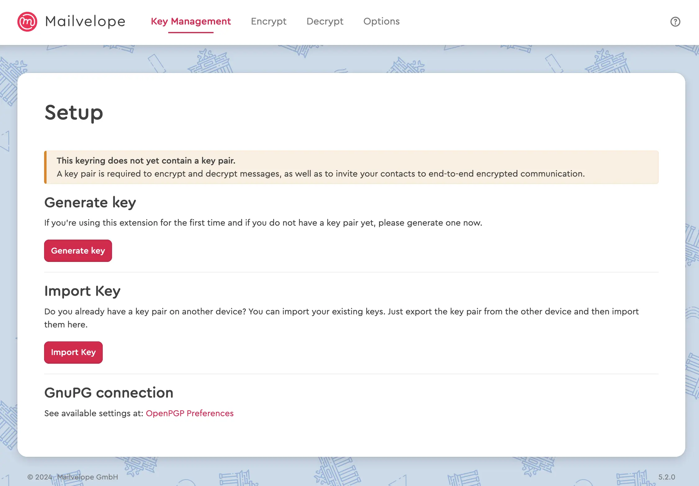 Screenshot of the Mailvelope extension in Firefox Image: Screenshot of the Mailvelope extension in Firefox