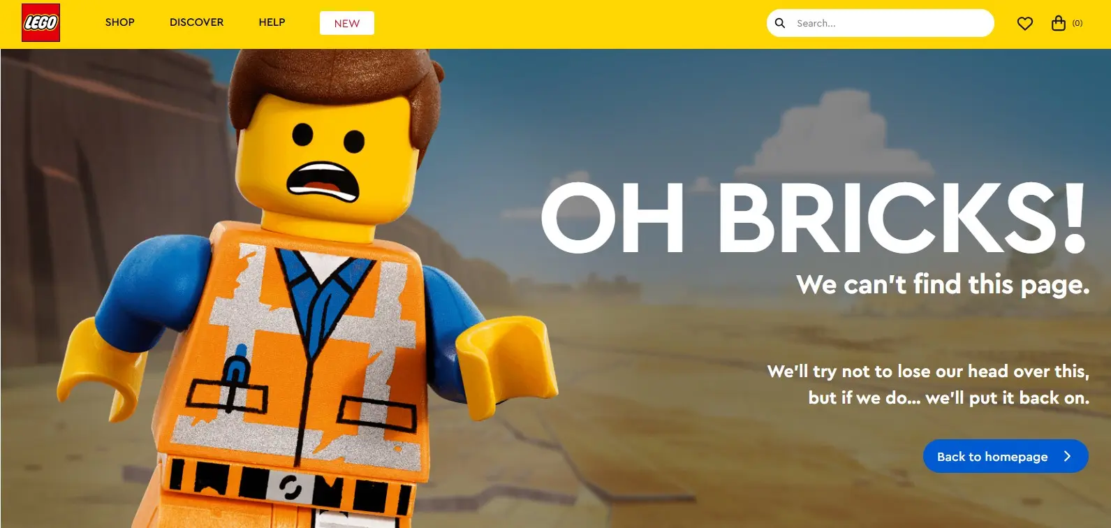Funny 404 page on the Lego website Image: Funny 404 page on the Lego website