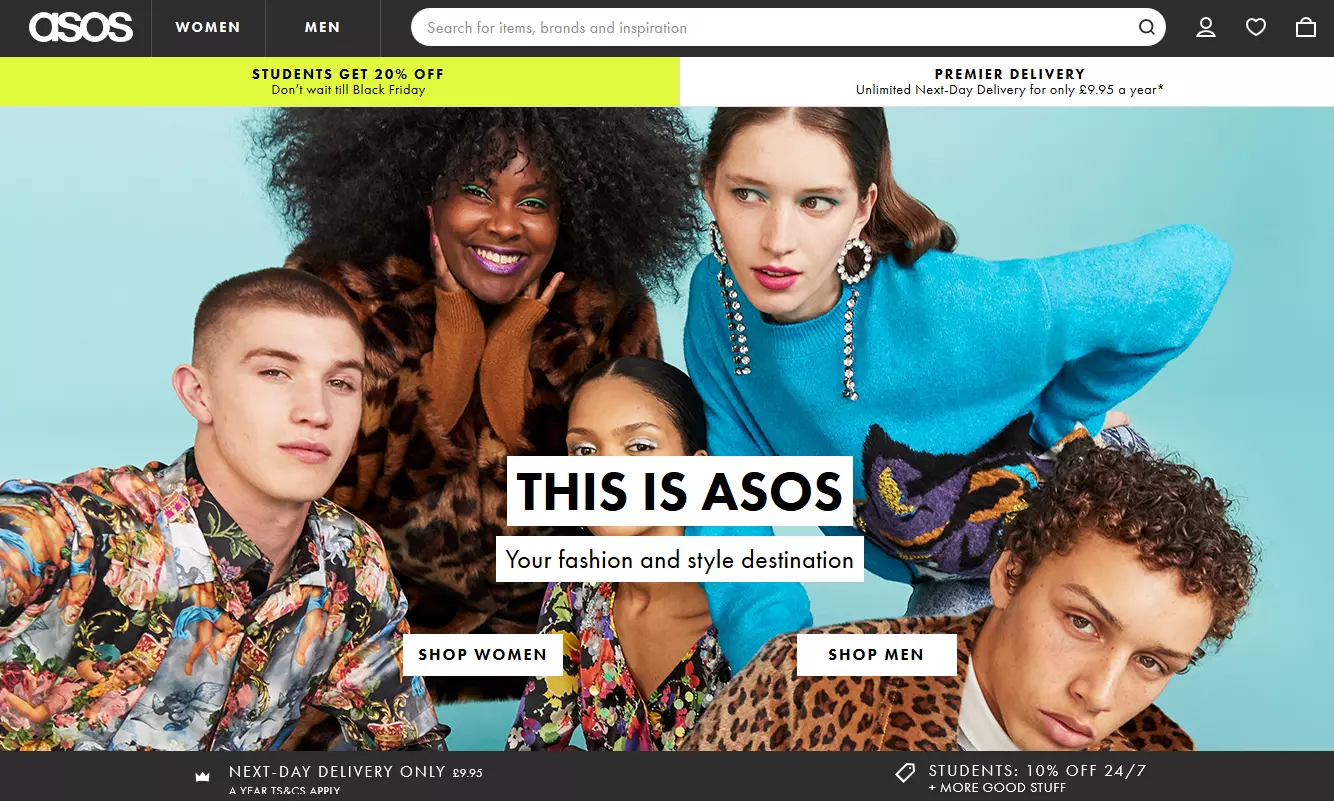 Image: Screenshot of ASOS’s homepage