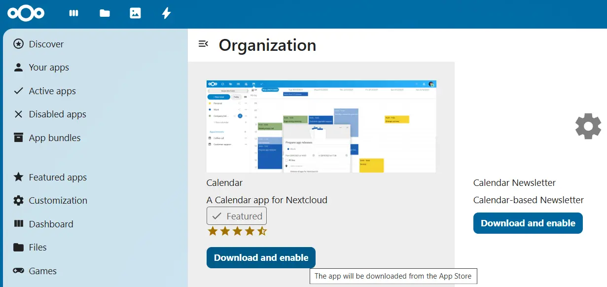 Nextcloud Calendar in the Nextcloud app store Image: Nextcloud Calendar in the Nextcloud app store