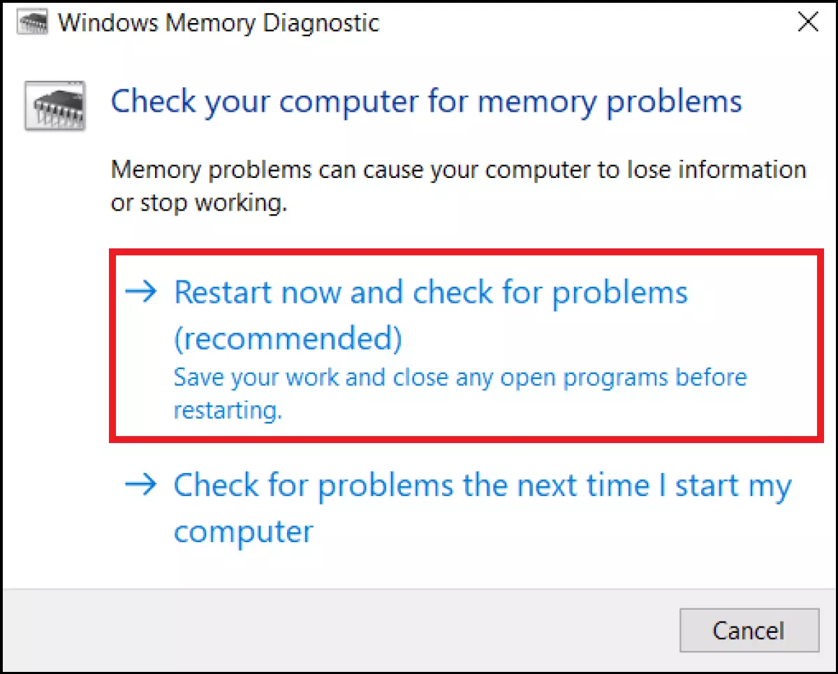 Image: The ‘Memory Diagnostics’ tool in Windows