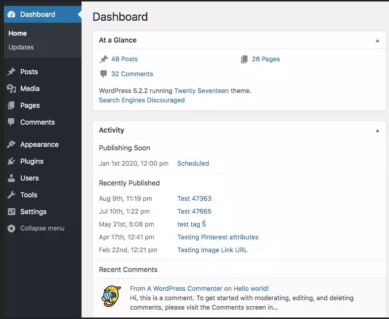 Image: WordPress dashboard