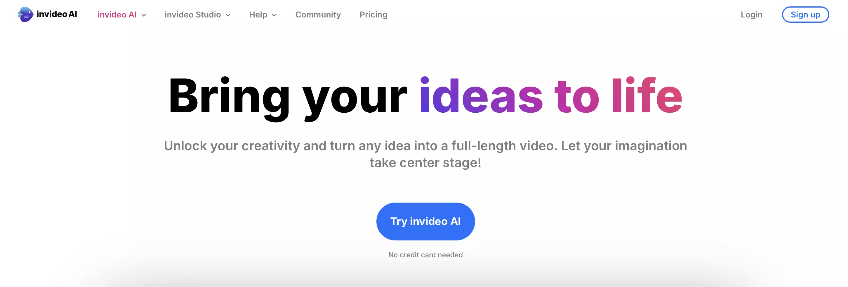 Screenshot of InVideo website Image: Screenshot of InVideo website
