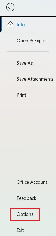 Outlook options Image: Outlook options