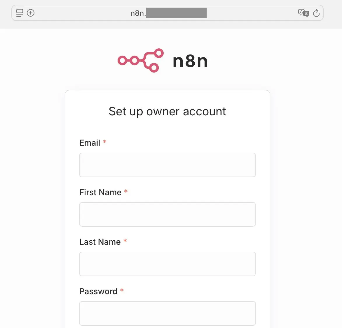 Opening n8n in your browser Image: Opening n8n in your browser