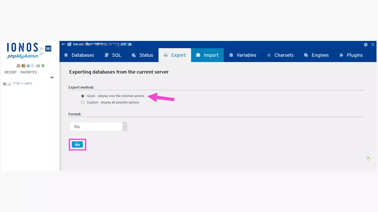 Image: WordPress staging – first step: Back up the existing database