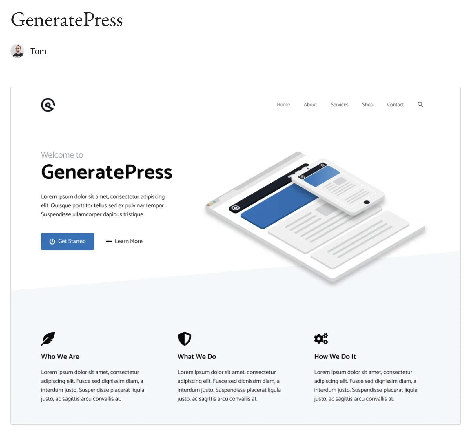 Image: Preview of the WordPress theme GeneratePress on WordPress.org
