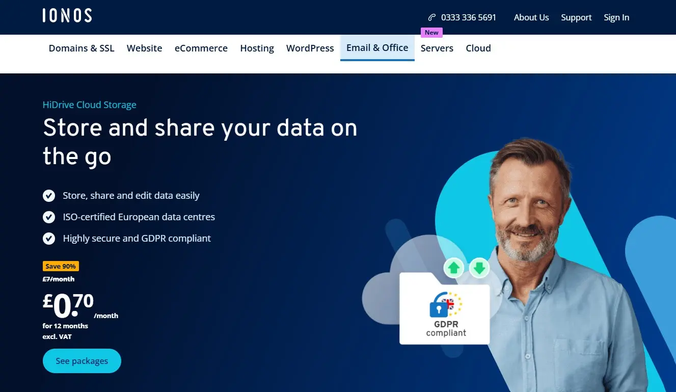 Screenshot of IONOS HiDrive cloud storage Image: Screenshot of IONOS HiDrive cloud storage