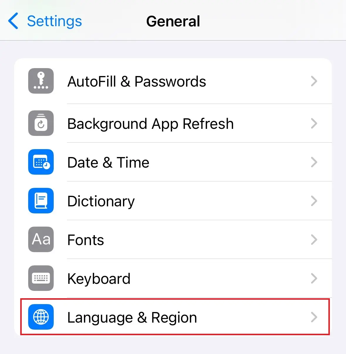 Image: Screenshot of the iPhone settings