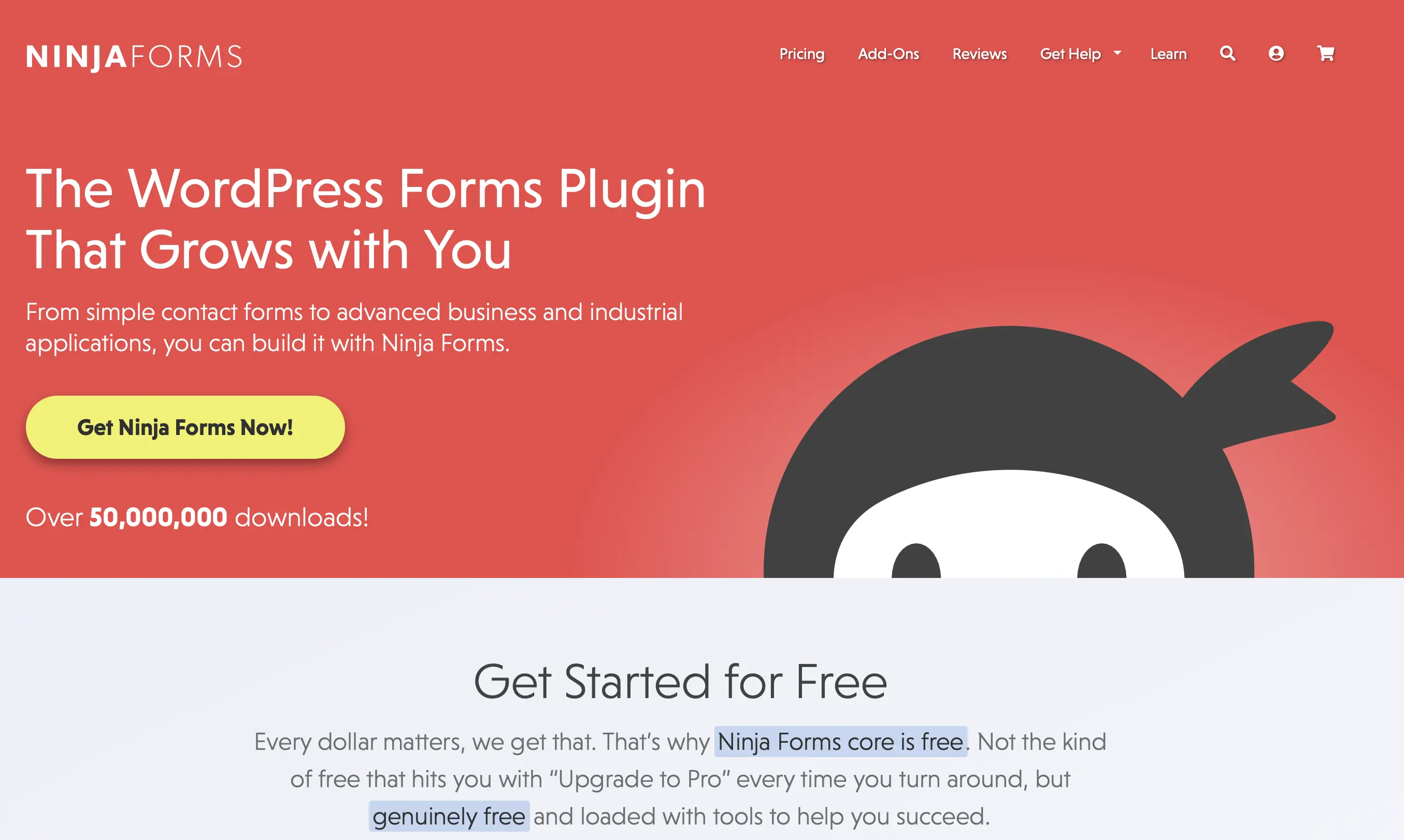 Image: Website of WordPress plugin Ninja Forms