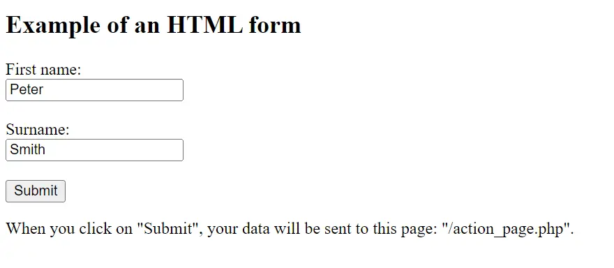 Simple HTML form example Image: Simple HTML form example