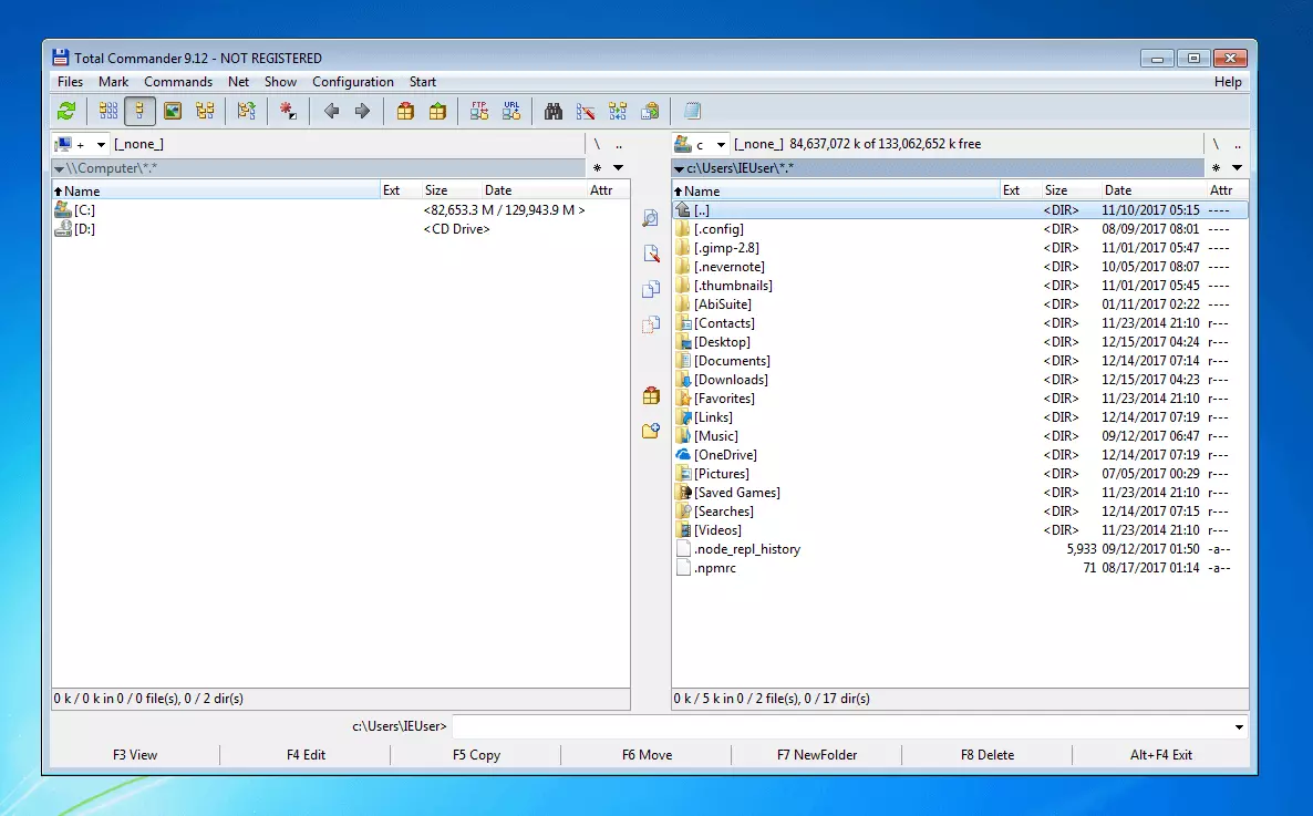 Image: User interface of the Windows file manager, Total Commander