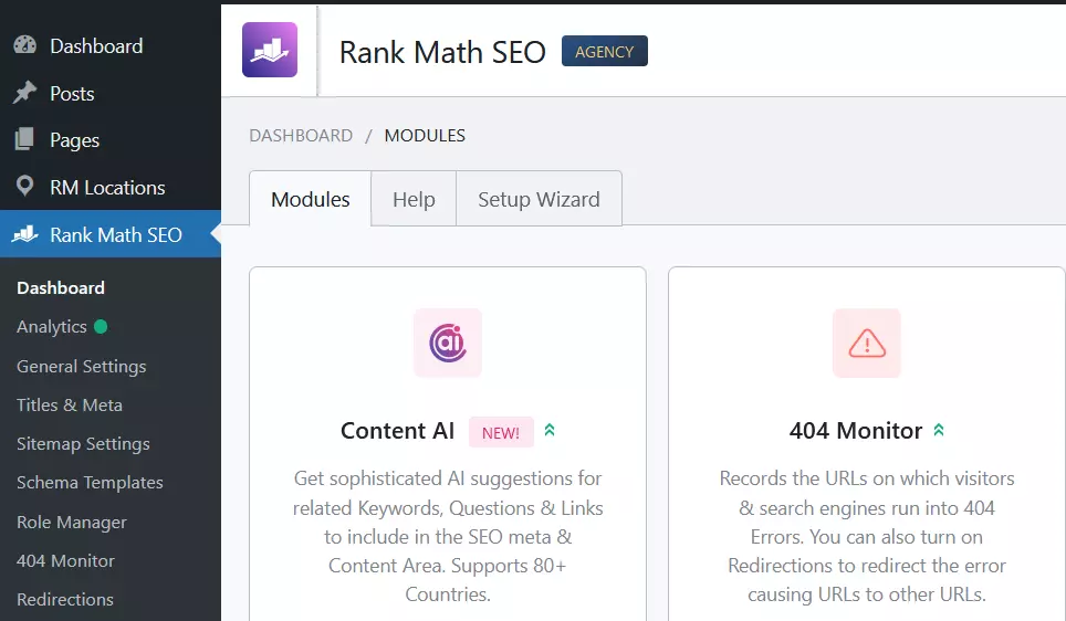 Image: Screenshot of Rank Math SEO in WordPress