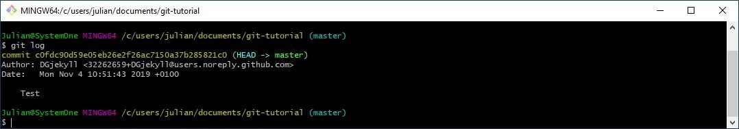 Git Tutorial: Commit history with one entry