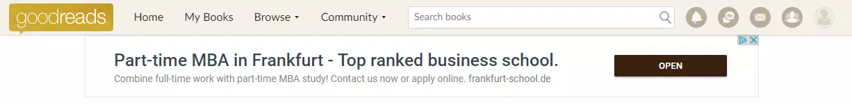 Image: Image showing a Frankfurt School advertising banner on goodreads.com