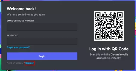 Image: Login page in Discord