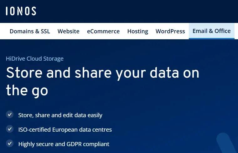 Image: IONOS HiDrive screenshot