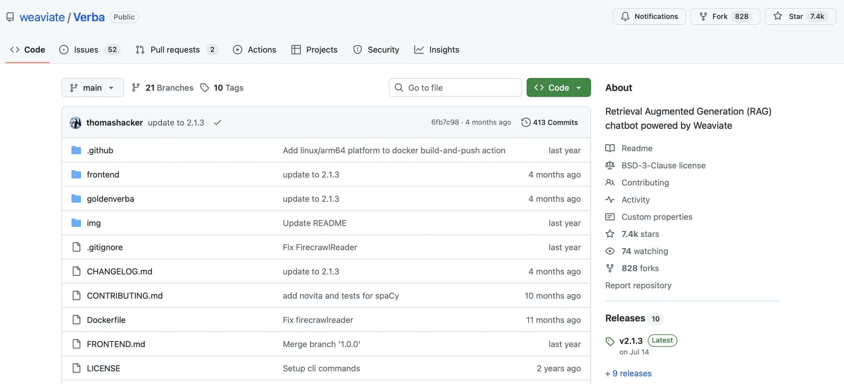 Image: Screenshot of the Verba GitHub repository