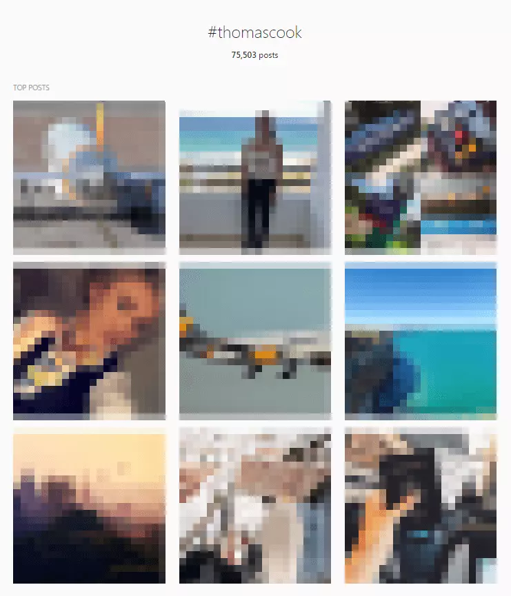 Results on the #thomascook tag on the Instagram web view