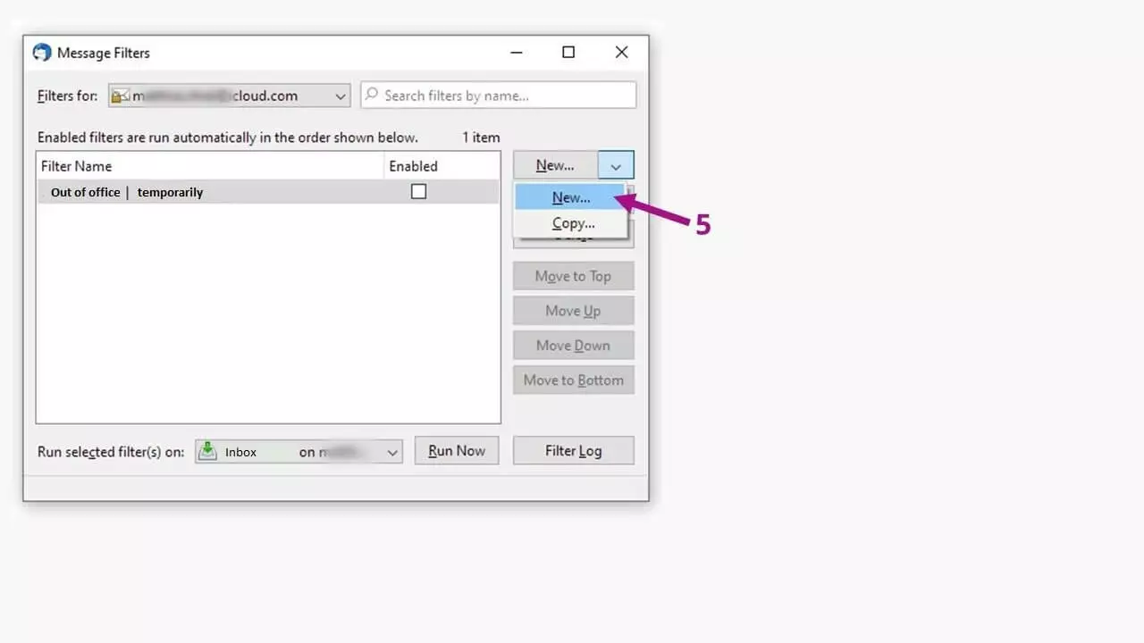 Image: Set Up Thunderbird out-of-office: configuring a new filter