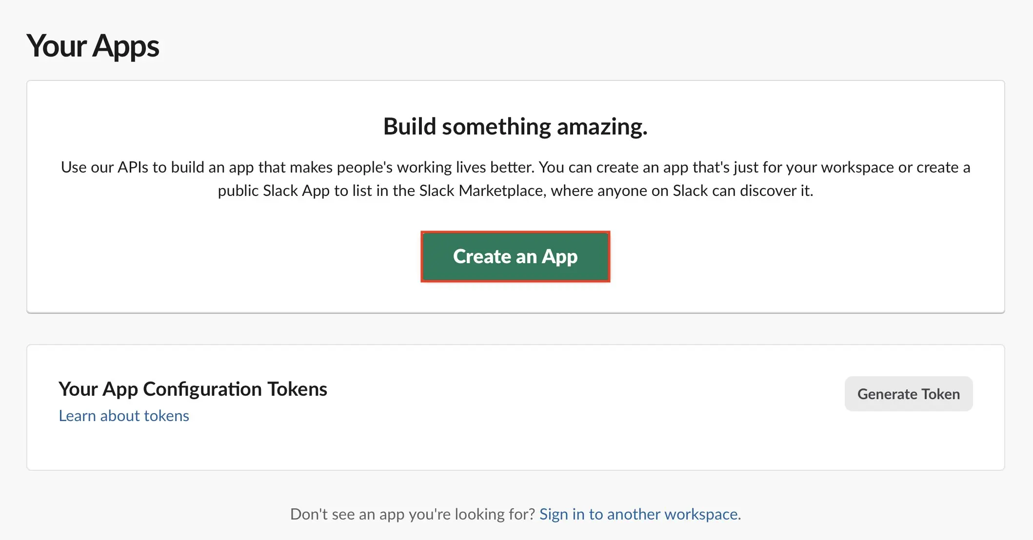Image: Slack: Create an App
