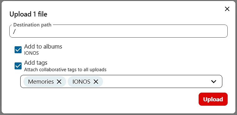 Image: Uploading files to Nextcloud Memories