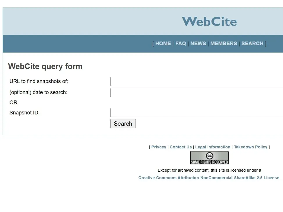 Image: WebCite search function