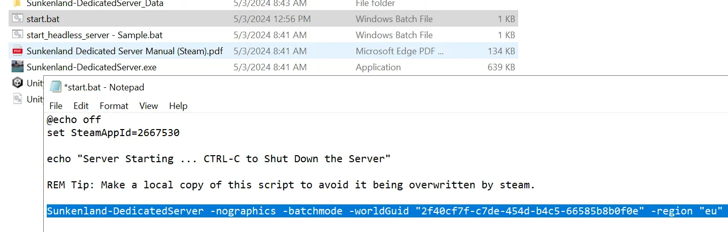 Sunkenland: dedicated server startup script Image: Sunkenland: dedicated server startup script