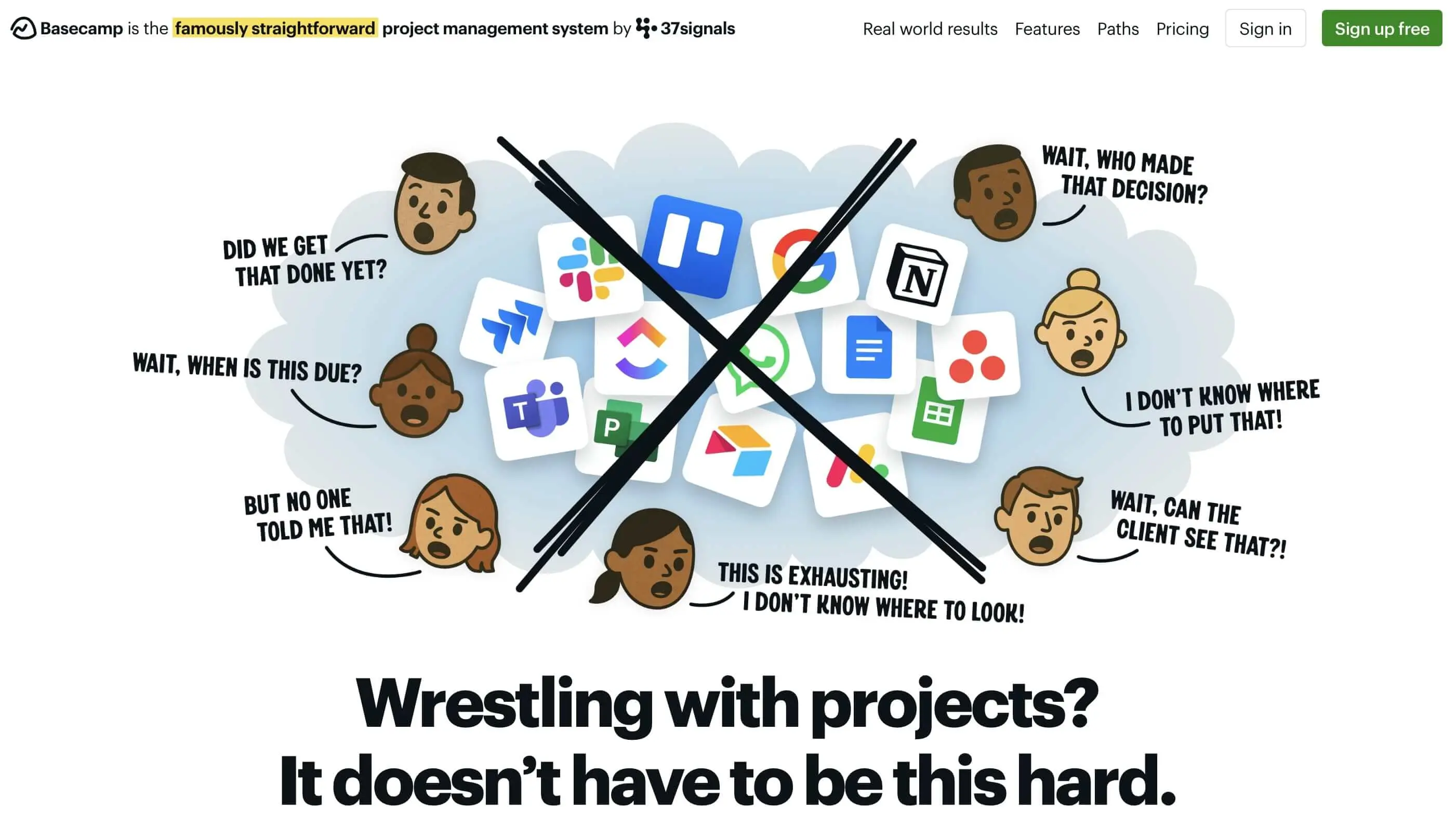 Screenshot of Basecamp website Image: Screenshot of Basecamp website
