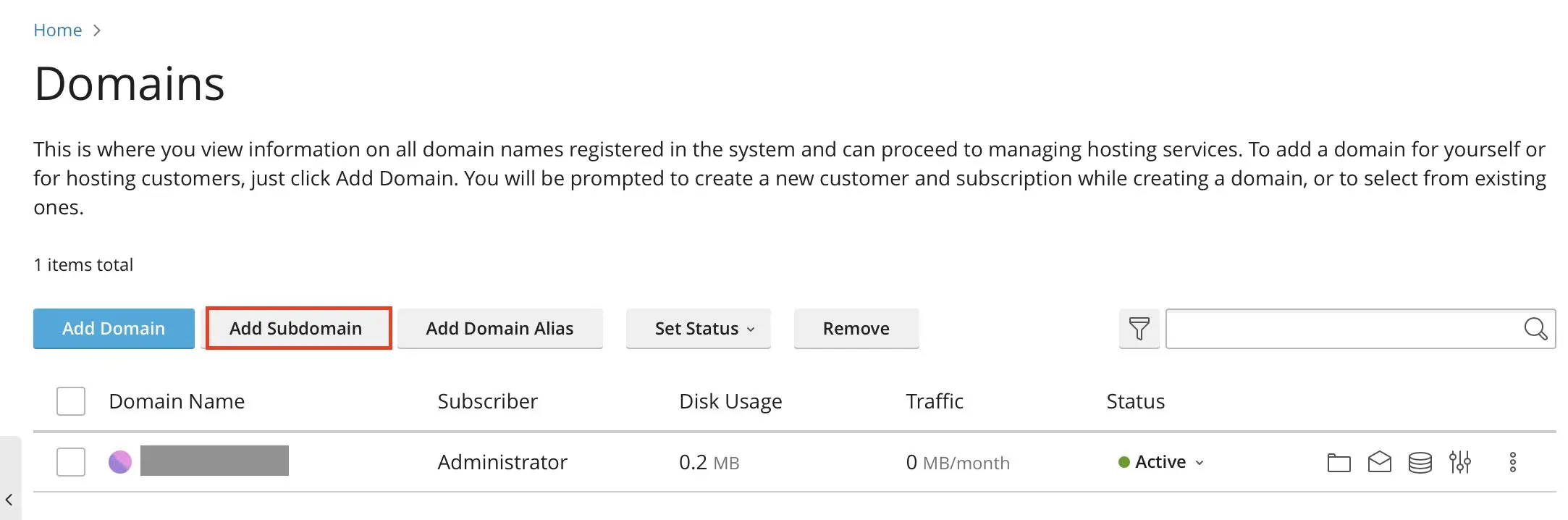 Plesk: Add subdomain Image: Plesk: Add subdomain