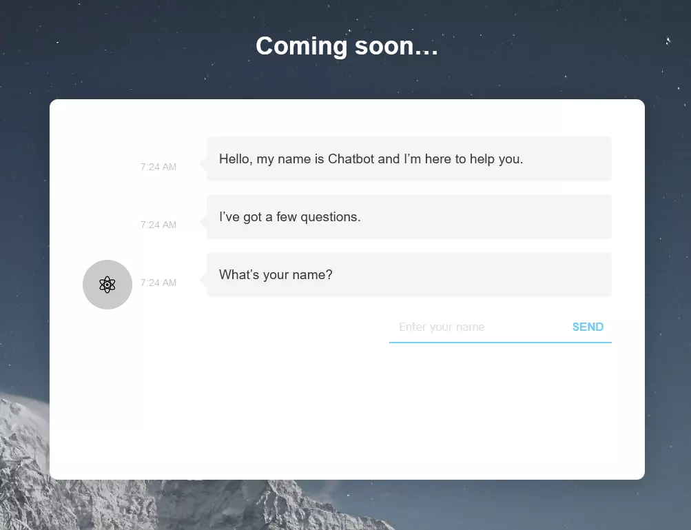 Image: Website coming soon with Chatbot