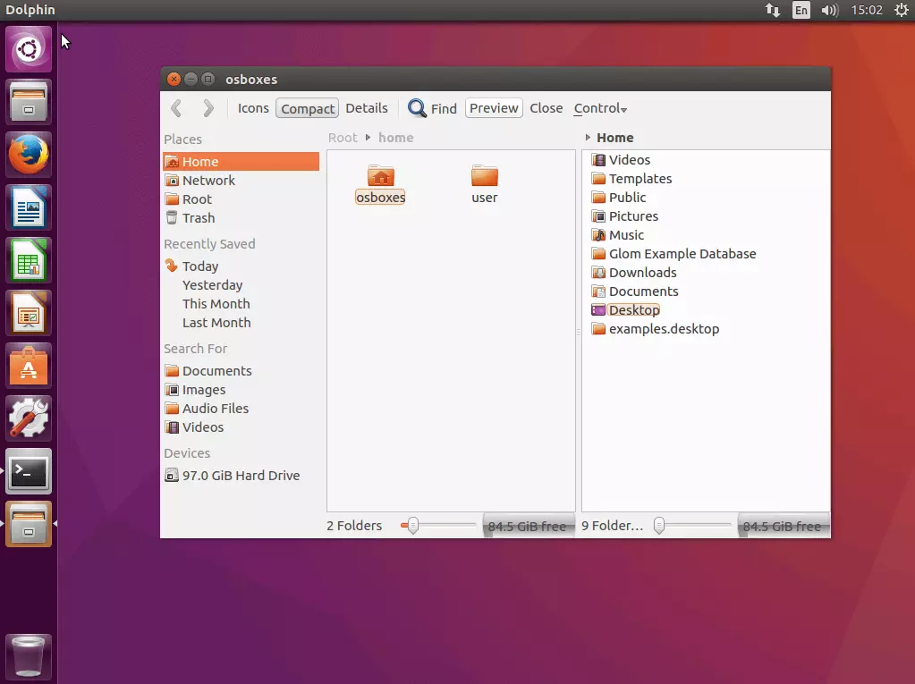 Image: User interface of the file manager, Dolphin