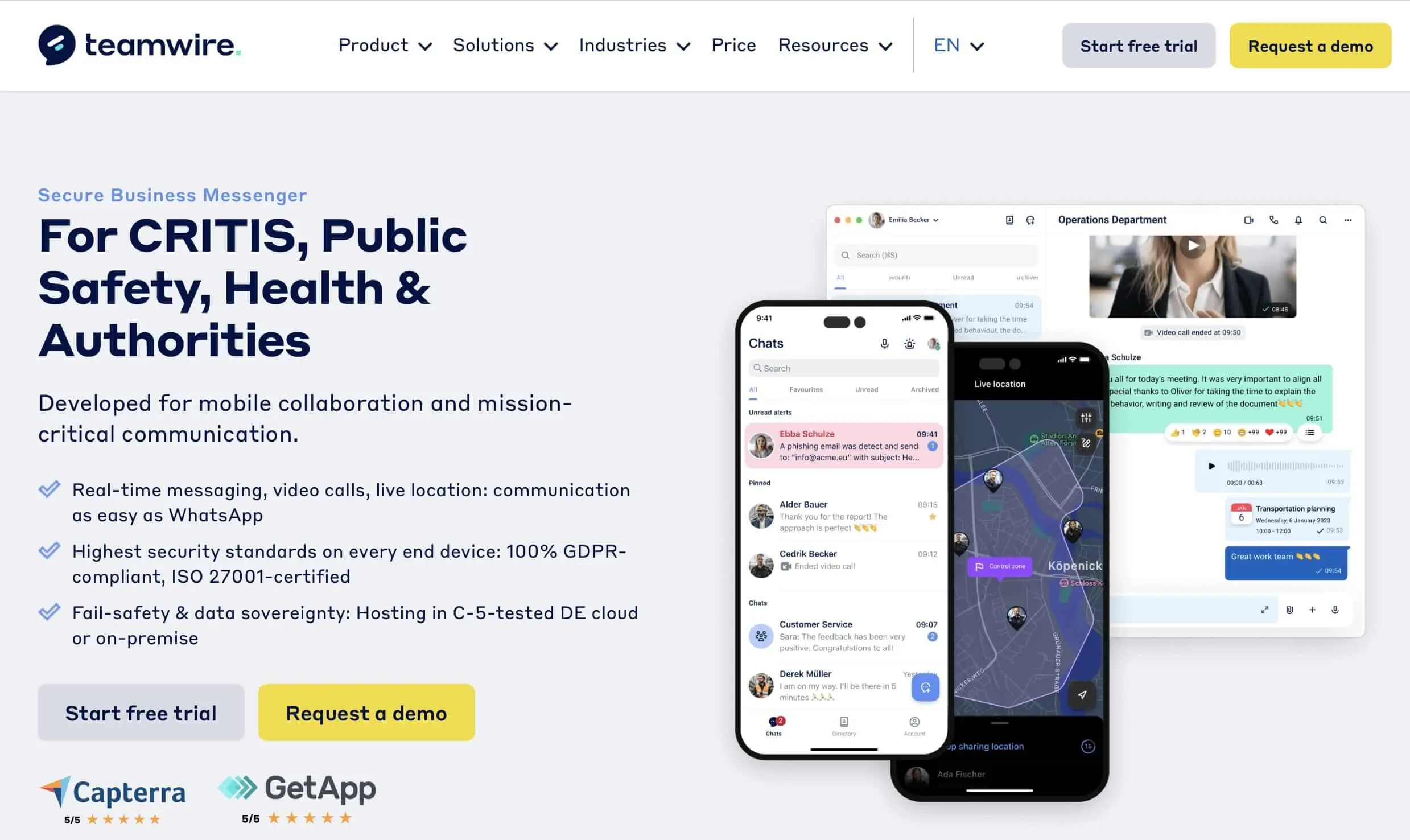 Screenshot of the Teamwire website Image: Screenshot of the Teamwire website