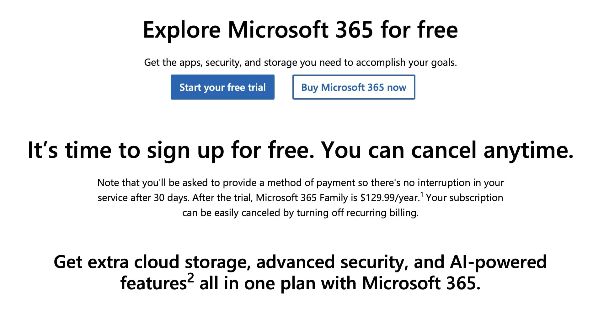 Image: Test Microsoft 365 for free