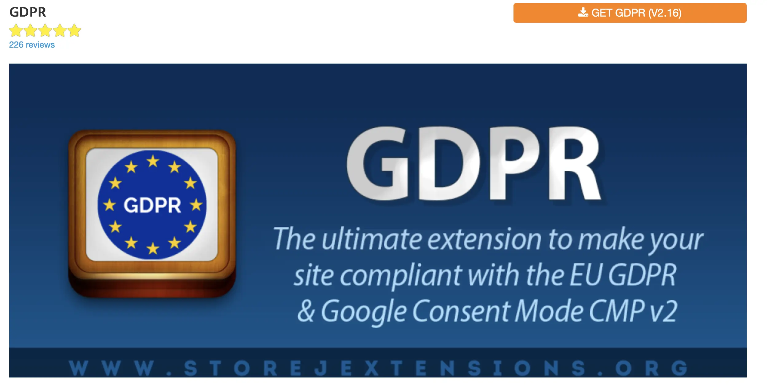Image: Website screenshot of the Joomla plugin GDPR