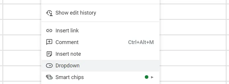 Google Sheets: ‘Dropdown’ option in the menu Image: Google Sheets: ‘Dropdown’ option in the menu