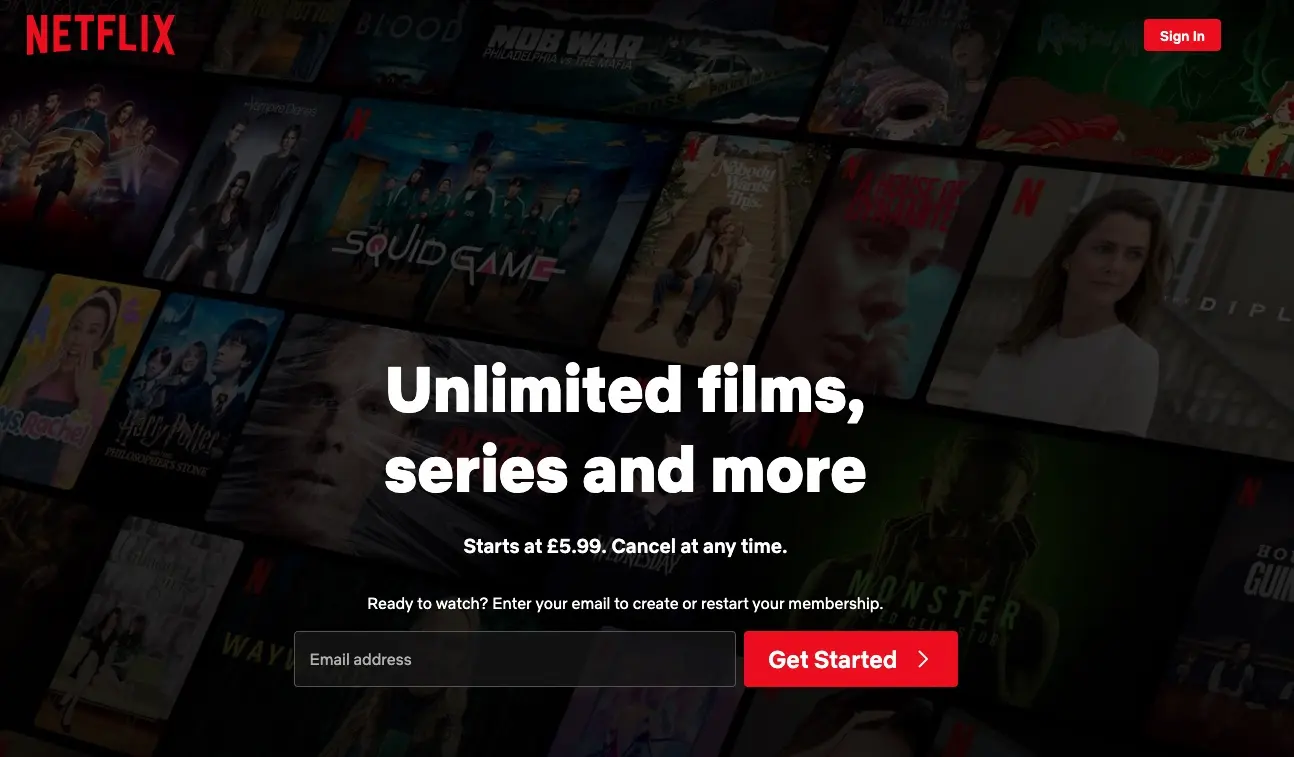 Image: Netflix landing page