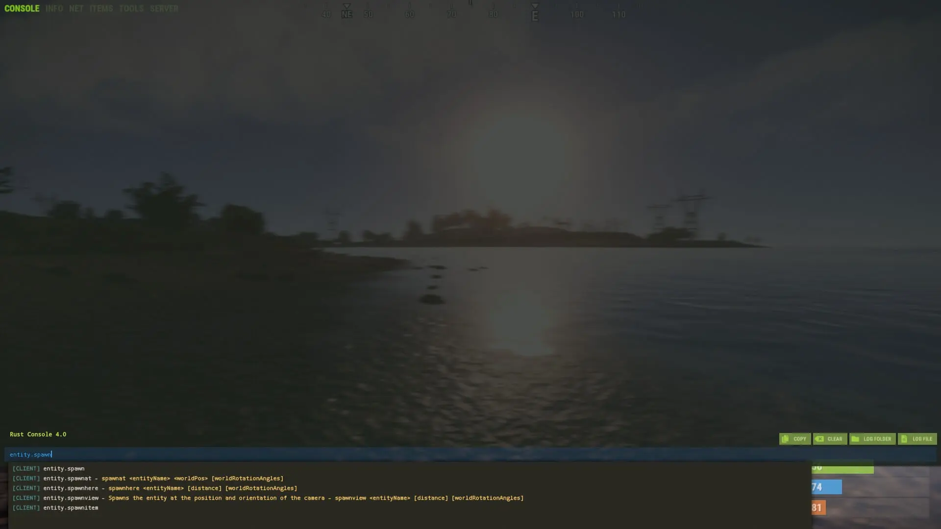 Image: Rust in-game console