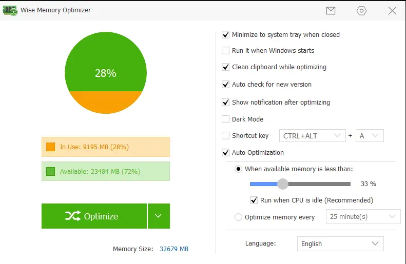 Image: Wise Memory Optimizer screenshot