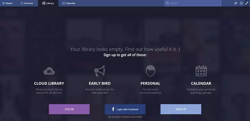 Image: Stremio: Media library homepage