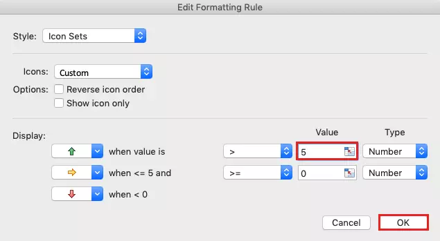 Image: Excel: Edit formatting rules