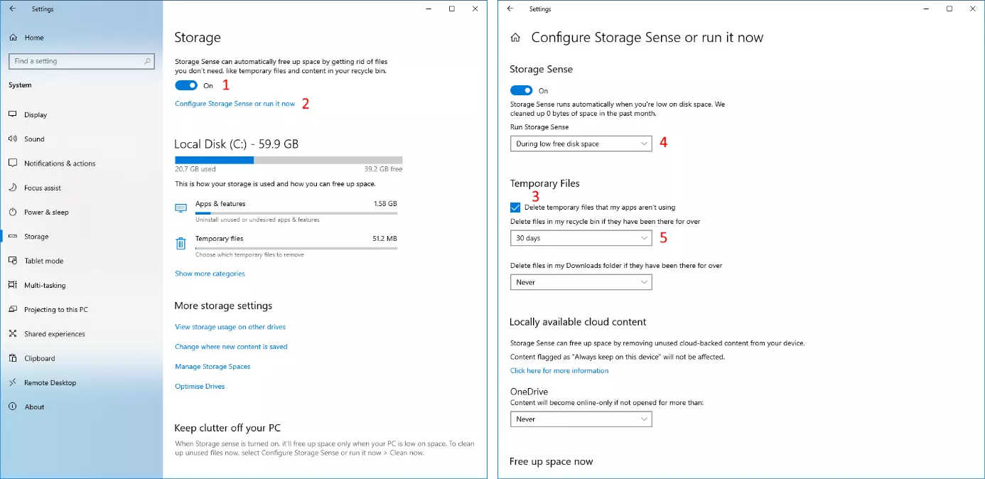 Image: Storage Sense in Windows