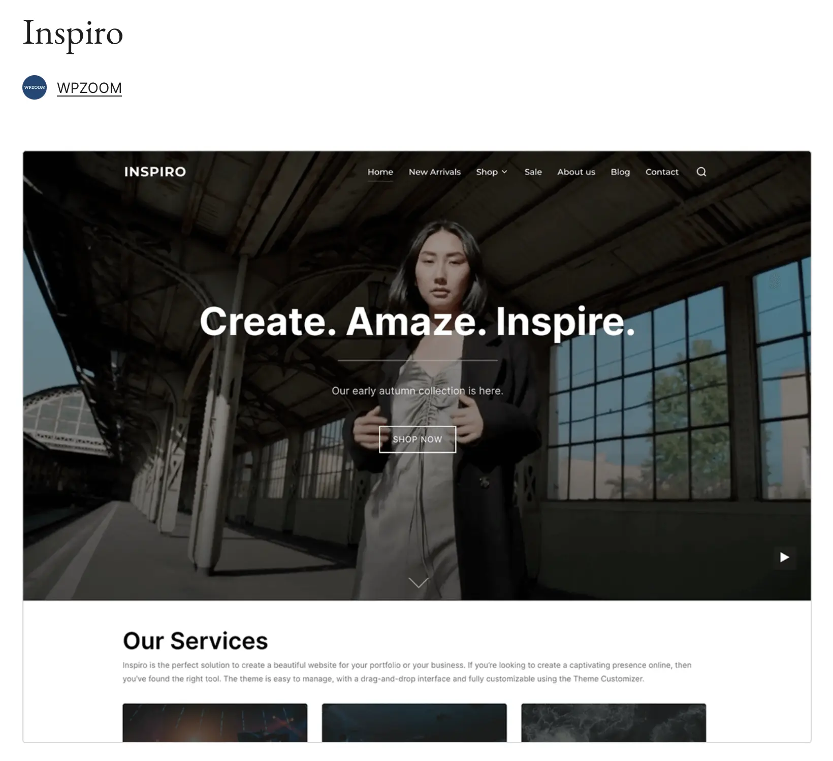 Image: Preview of the WordPress theme Inspiro on WordPress.org