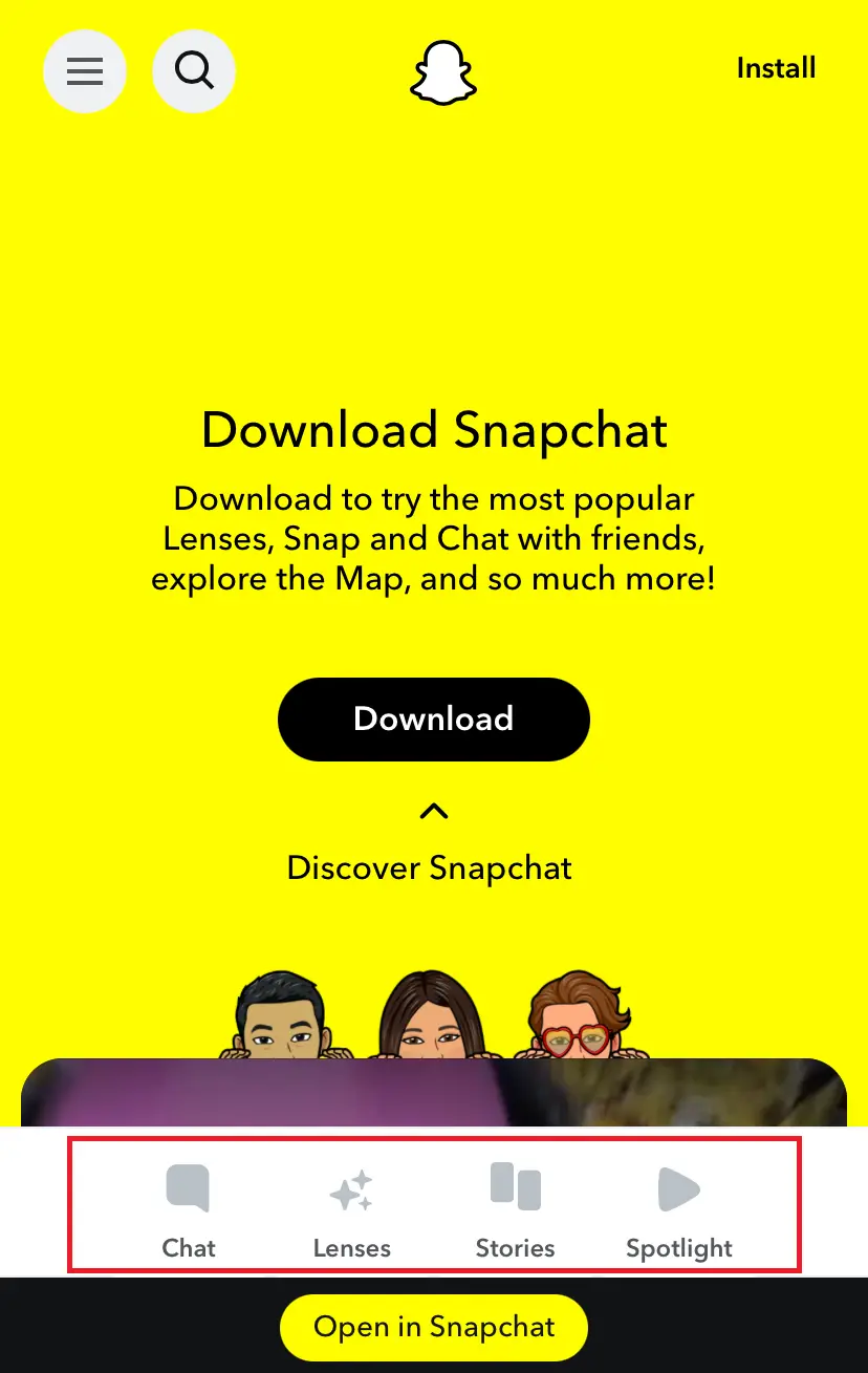 Bottom navigation bar on Snapchat Image: Bottom navigation bar on Snapchat