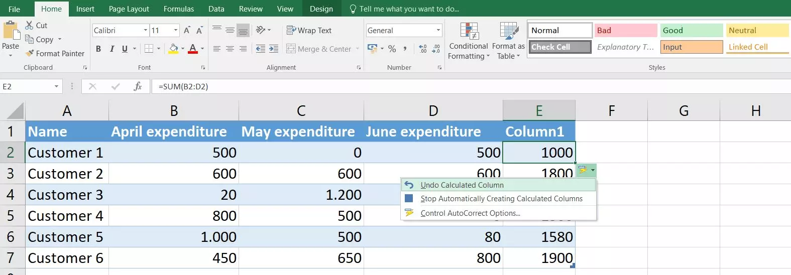 Excel SUM function with a return value