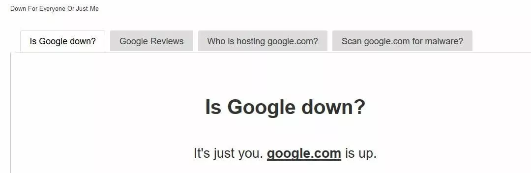 Image: The online tool “Down for Everyone or Just Me?”.