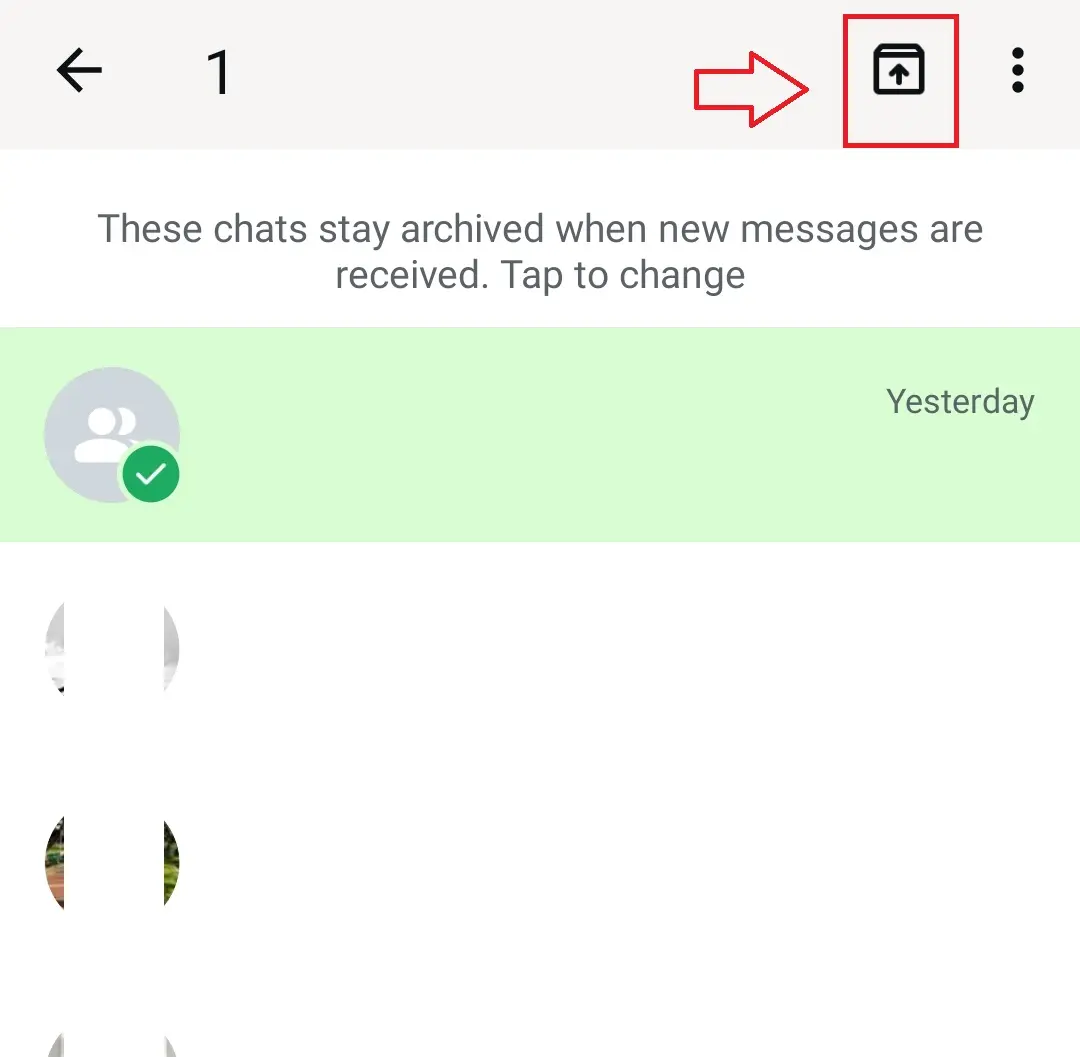 Android screenshot showing an archived test chat and a ticked arrow box Image: Android screenshot showing an archived test chat and a ticked arrow box