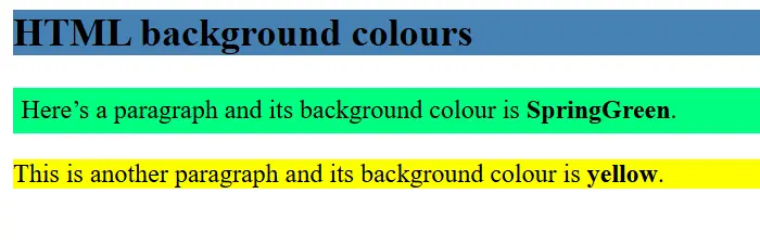 HTML colors: Background example Image: HTML colors: Background example